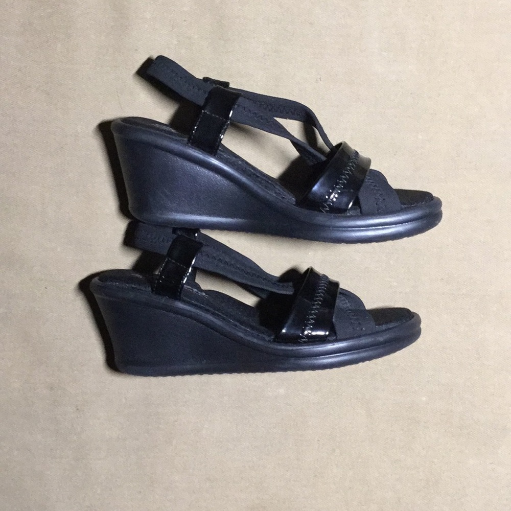 Black Wedge Sandals